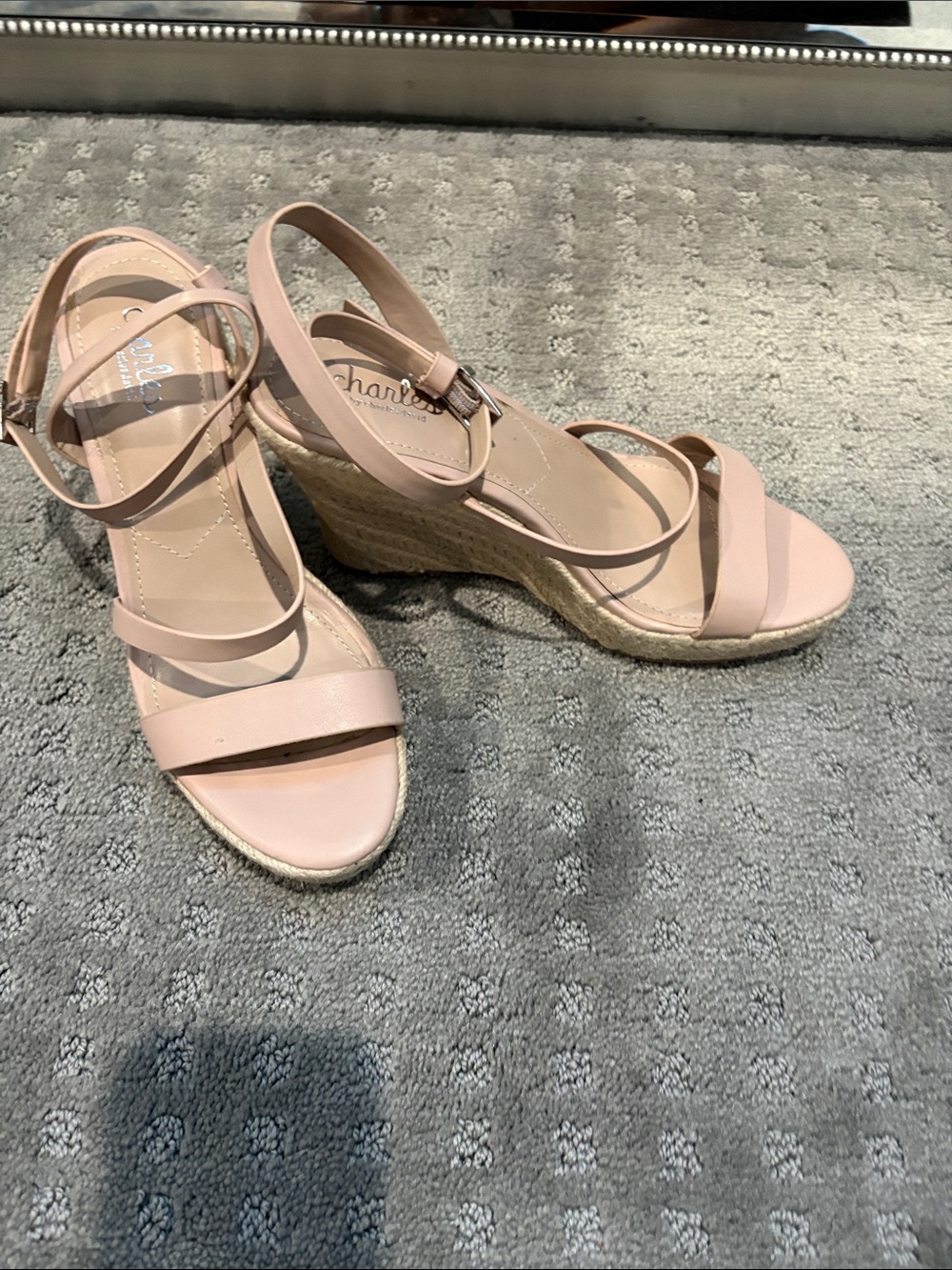 Charles David Nude Pink Espadrille Wedge Sandals